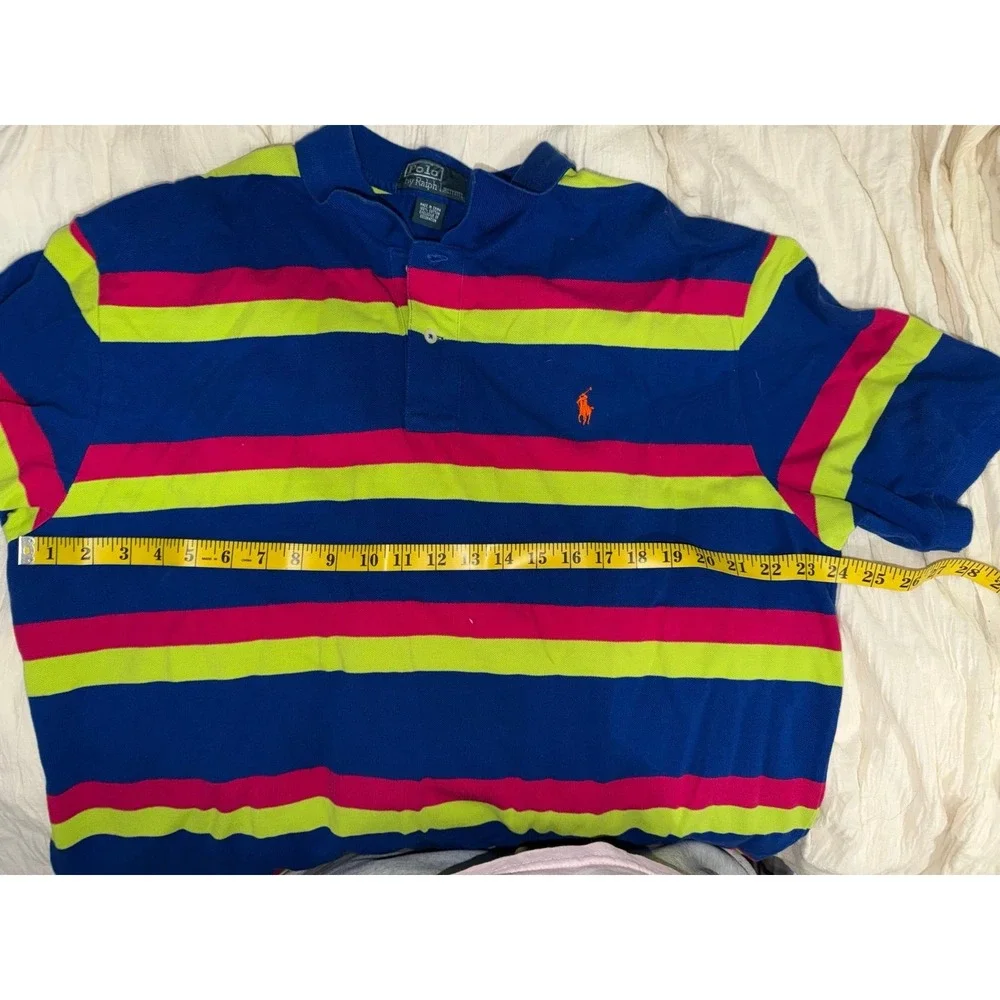 Polo Ralph Lauren 90's brightly colored striped polo orange pony men's XXL